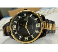 Horloge Radio Hommes Concept-Master Time Design Noir-Or avec Date 42 MM Élégant