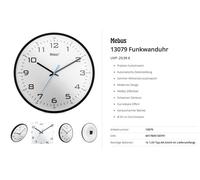 Horloge radiopilotée Mebus 13079 radiopiloté(e) 30 cm noir mécanisme dhorloge silencieux