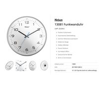 Mebus 13081 Horloge Murale Radio-pilotée silencieuse avec Cadre Gris et Cadran Blanc 30 cm