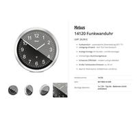 Horloge radiopilotée Mebus 14120 radiopiloté(e) 45 cm aluminium mécanisme d'horloge silencieux