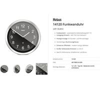 Horloge radiopilotée Mebus 14120 radiopiloté(e) 45 cm aluminium mécanisme dhorloge silencieux