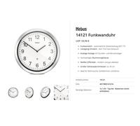 Horloge radiopilotée Mebus 14121 radiopiloté(e) 45 cm aluminium mécanisme d'horloge silencieux