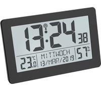 Horloge radiopilotée TFA Dostmann 60.2557.01 radiopiloté(e) 206 mm x 30 mm x 130 mm noir grand écran