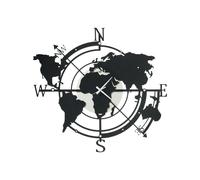 Arti & Mestieri Planisphère - Horloge Murale Design 100% Made in Italy - Fer - 68 x 62 cm (Ivoire et Noir)