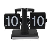 Horloge Rétro à Chiffres Défilants, Horloge de Bureau à Pile avec Cadre Acier Inoxydable 304, Lumière LED d’Ambiance - Design Vintage Élégant pour Salon et Bureau (Tout Noir)