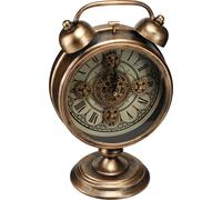 Horloge rétro steampunk, décoration de table avec chiffres romains, métal en bronze, aspect vintage, Ø22cm