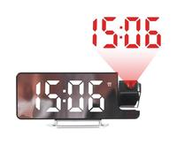 Horloge-Réveil à Projection sur Miroir à Grand écran LED, 19.3x8.5cm, Radio Réveil Projecteur, pour Usage Extérieur, Domestique Et Quotidien