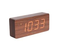 Horloge réveil en bois Square - H. 9 cm - Marron