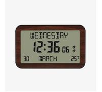 Horloge Réveil Numérique Murale Radiopilotée - Calendrier Date Jour et Heure - Grands Chiffres - 6 Langues - 2 Alarmes -