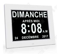 Horloge réveil - TD® - 8 pouces - Blanc - Écran 12/24 heures - Design contemporain