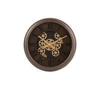 Horloge ronde ancienne 52 cm en métal marron et doré