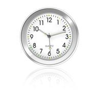 Horloge Ronde de Voiture, Mini Lumineuse Quartz pour Voiture et Maison, Autocollante avec Clip Grille d’Aération(Blanche)