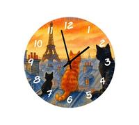 Horloge ronde en verre Chats sur les toits de Paris