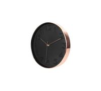 Home Deco Factory Horloge ronde HD3304 – PP noir/cuivre, mécanisme silencieux, Ø 30,7 cm