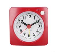 Horloge silencieuse portable avec lumière intégrée et fonction snooze pour une gestion pratique du temps (rouge)