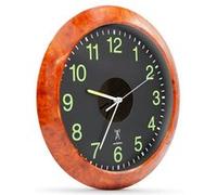 Horloge Solaire FISHTEC Look Bois Radio-Pilotée Recharge En Intérieur Chiffres Phosphorescents Heure Auto Ete/Hiver Ø30 cm Marron