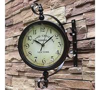 Horloge Suspendue d'extérieur Vintage, Horloge Murale en Verre à Cadre en Fer métallique Double Face, décoration d'horloges suspendues à la Station muette sur Le Temps, pour la Vie à la Maison