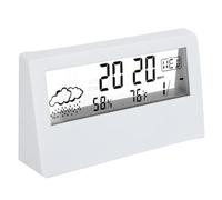 Horloge thermo-hygromètre, Horloge de Chevet Horloge électronique de Bureau avec lumière LCD Heure Date température humidité Affichage (Blanc)