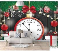 Horloge Tridimensionnelle Simple Jardinage Boule Suspendue Rouge Papier Peint 3D Installation Facile Intissé Tapisserie Bureau Salon Canapé Chambre Décoration Murale-300cm×210cm