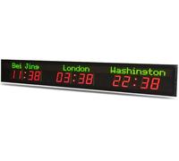 Horloge Universelle À Fuseaux Horaires, Horloge Numérique Multi-Fuseaux Horaires, Horloge Universelle À Led, 5 Niveaux De Réglage De La Luminosité, Horloge Universelle Pour 3 Villes, Pour Les Entrepr