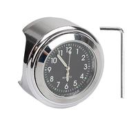 Horloge Universelle pour Guidon de Moto - Montre à Cadran Noir pour Guidon 7/8"-1" - Étanche, résistante aux Chocs, chromée, Durable (Noire)