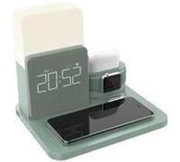 Horloge vert multifonction 3 en 1 lampe de table réveil station de chargeur sans fil qi rapide pour apple watch iphone Vert G