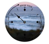 Horloge vintage en bois pour marée de plage, vague, bord de mer, paysage côtier, horloge en bois, horloge de marée haute et basse pour plage, bord de mer, maison, chalet, hôtel, camping, 38,1 cm