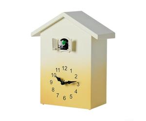 Horloges à coucou modernes, pour mur, sonnerie horaire avec volume réglable, design maison de conte de fées en dégradé de couleurs, horloge murale à carillon horaire (jaune)