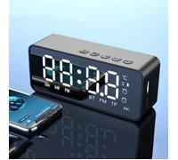 Horloges à haut-parleur Bluetooth, Radio FM, réveil intelligent numérique LED, horloges de bureau électroniques, tendance，Black