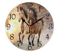 Horloges Chevaux Bruns Courant Pendules Murales 25CM