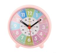 Horloges d'apprentissage silencieuses colorées, horloges murales éducatives de 8,9 cm avec enseignement de l'heure arc-en-ciel, mouvement à quartz sans tic-tac pour salle de t maison (rose