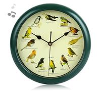 Horloges de coucou qui chante à l'heure, 12 espèces d'oiseaux indigènes chanteuse d'horloge d'oiseau, 10 pouces chanteuse chanteuse d'horloges murales musicales pour bureau, salles de classe, sa