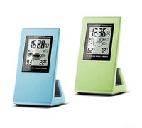 Horloges d'extérieur et thermomètre pour terrasse, horloge solaire météo, température, humidité, température et humidité en temps réel, design portable (vert)