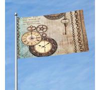 Horloges Et Engrenages Rétro Steampunk Garden Flag Résistant Aux Intempéries Bannière Décoratif Drapeau De Jardin Pour Bar Fête Célébrations 3X5Ft