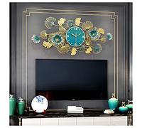 Horloges murales 3D en métal, Grande Horloge Murale silencieuse, Design Feuille de Ginkgo, Salon Moderne, Chambre à Coucher, Cuisine, Horloge de décoration à Quartz sans tic-tac, 100 x 52 cm