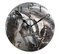 Horloges Murales CRIN De Cheval Gris Et Blanc Pendules Murales 25CM