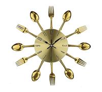 Horloges murales de cuisine en cuivre avec cuillères et fourchettes amovibles 3D modernes et créatives - Couverts de cuisine, cuillère, fourchette, horloge murale pour une excellente décoration