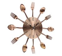 Horloges murales de Cuisine en cuivre avec cuillères et fourchettes Amovibles 3D Modernes et créatives - Couverts de Cuisine, cuillère, Fourchette, Horloge Murale pour Une Excellente décoration