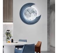Horloges Murales De Lune Horloge LED avec Télécommande Horloge Murale Silencieuse Moderne Décoration De Salon Ambiance LED Peinture Lumineuse Horloge De Lune Restaurant Suspendu, B, 56.2cm