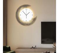 Horloges Murales De Lune Horloge LED avec Télécommande Horloge Murale Silencieuse Moderne Décoration De Salon Ambiance LED Peinture Lumineuse Horloge De Lune Restaurant Suspendu, C, 56.2cm