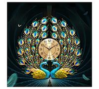 Horloges murales décoratives de Paon de 60 * 63 cm, Grande Horloge à Quartz Murale silencieuse et sans tic-tac en Fer forgé Rond pour l'arrière-Plan du Bureau du Salon