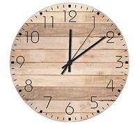 Horloges murales en bois à quartz sans tic-tac, fonctionne à piles, design shabby chic, sans cadre, décoration d'intérieur pour toilettes, maison, salle de sport, 30,5 cm
