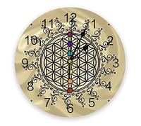 Horloges murales fleur de vie yoga zen horloge murale décoration maison chambre horloge silencieuse montre murale pour cuisine salon horloge murale numérique cadeau Pâques montres cadeaux amis