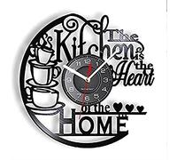 Horloges murales modernes à chiffres romains silencieuses sans tic-tac 12 dans la cuisine est le cœur de la maison cuisine disque vinyle horloge murale ustensiles de cuisine vaisselle pour salle à man