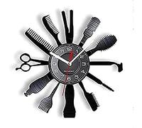Horloges murales pour Salon 12 Pouces Salon de Coiffure Horloge Murale équipement de Coiffure Horloge en Vinyle Outils de Coiffure Art Mural Salon de beauté Salon de Coiffure
