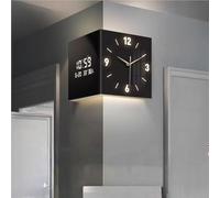 Horloges murales silencieuses,Horloge Double Face en Acrylique avec Mouvement,Appliques d'angle Modernes,décoration numérique carrée Alimentation pour Salon,Bureau(30cm)
