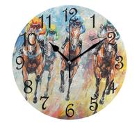 Horloges Peinture De Chevaux De Course Colorés Horloges Murales 25CM