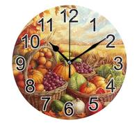 Horloges Silencieuse Horloges Murales sans Tic-Tac Pendule Murale pour Chambre Bureau Cuisine 25cm Légumes Et Fruits De La Récolte d'automne