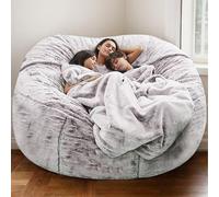 HORLSKI Housse De Pouf Grande Lavable Fausse Fourrure sans Remplissage Forme Ronde Chaises De Chambre À Coucher pour Adultes Salon Jardin Confortable,U,180 * 90