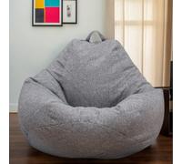 HORLSKI Housses De Pouf pour Adultes Grand Fauteuil Poire en Polyester Résistant À l'eau pour Une Utilisation Intérieure Et Extérieure Chaise De Jeu pour Salon Et Jardin,Grey 1,105 * 115cm